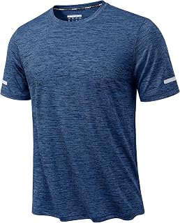 KEFITEVD Men's Training T-Shirt Short Sleeve Quick Dry Breathable Functional Crew Neck Heather Summer Lightweight Sports T-Shirt