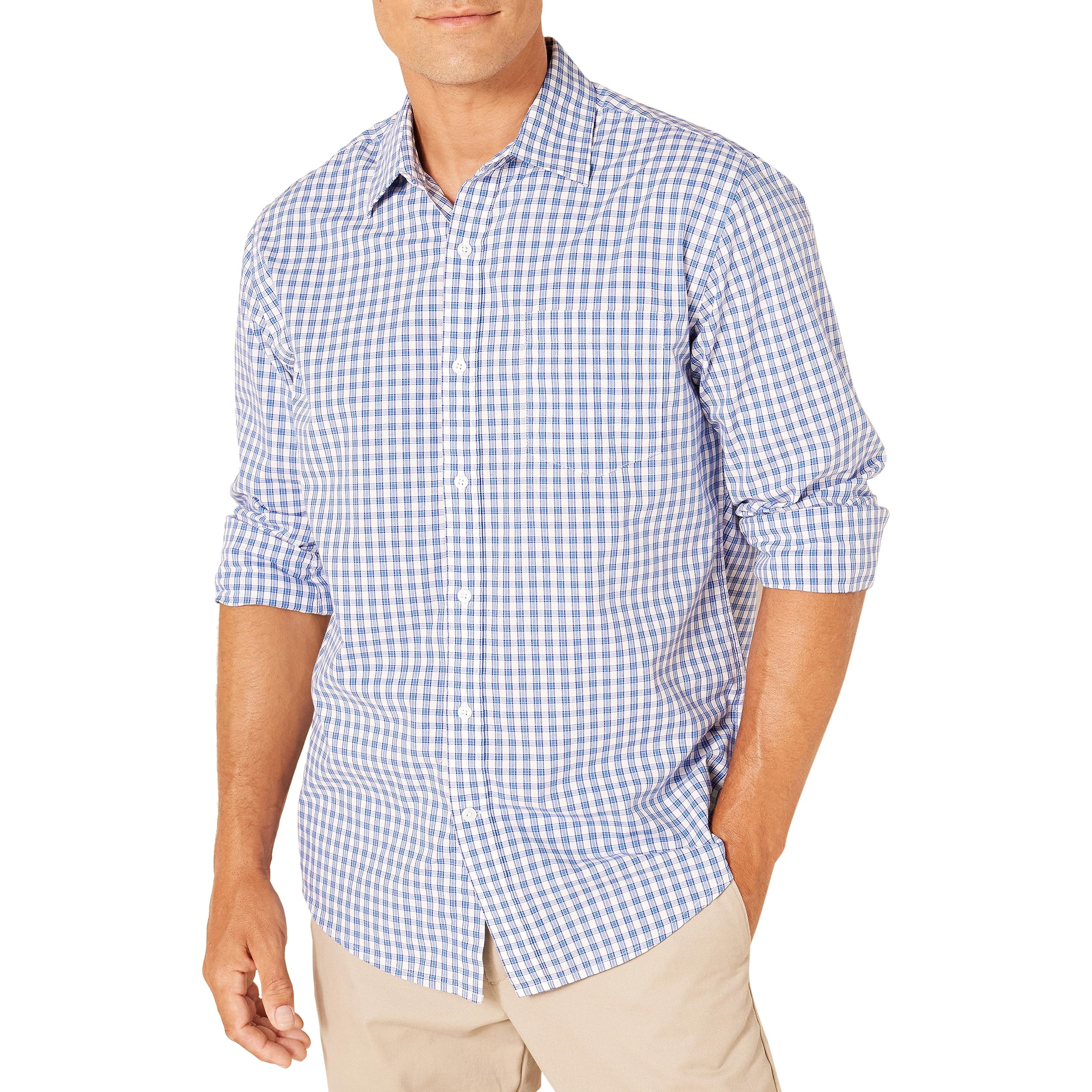 Amazon Essentials Men's Casual Long Sleeve Straight Fit Poplin Shirt