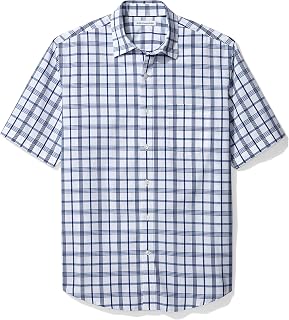 Amazon Essentials Men's Regular-Fit Short-Sleeve Poplin Shirt, Collared, Washed