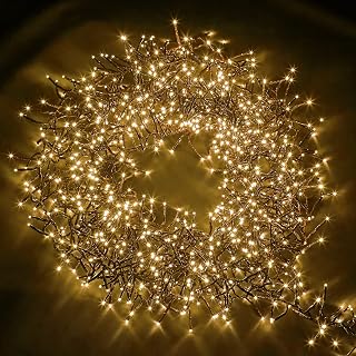 Netta Christmas Tree Cluster Lights 9m Lit Length, 720LED, Warm White | Mains Powered, Micro LED Cluster String Lights, Timer, Memory, 8 Flash Modes, Waterproof, Indoor/Outdoor Use, Green Cable