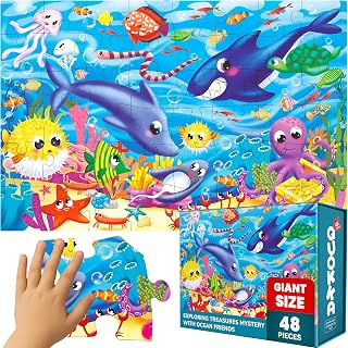 Giant Floor Puzzles for Kids Ages 3-5 - 48 Piece Kids Puzzles Ages 4-8 | Ocean Large Puzzles 2x3 Feet - Puzzles for Boys and Girls Ages 3-5 - Educational Toys and Gift Activities
