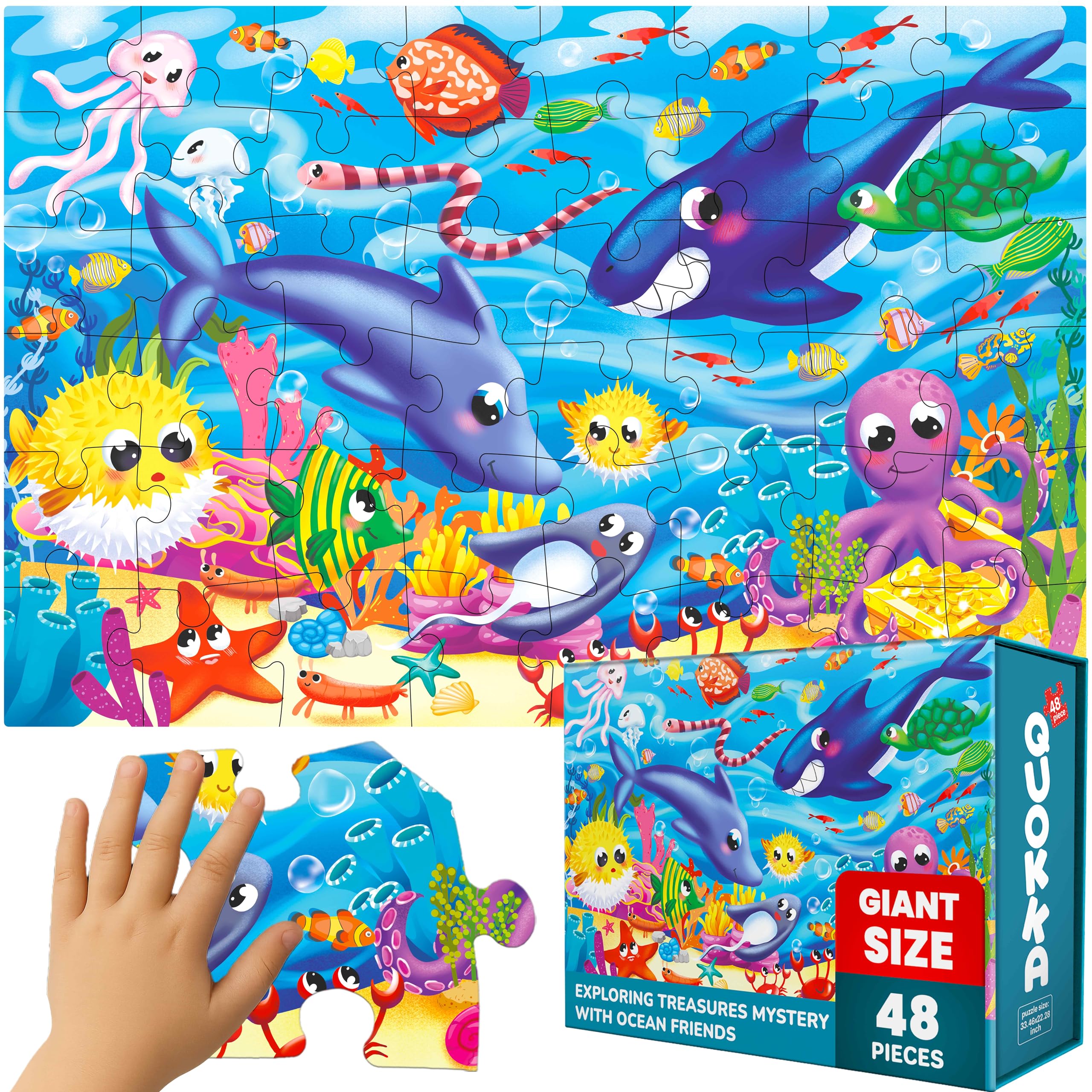 Giant Floor Puzzles for Kids Ages 3-5 - 48 Piece Kids Puzzles Ages 4-8 | Ocean L