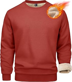 MAGCOMSEN Felpe da uomo foderate in pile Sherpa pullover basic top caldo girocollo felpa invernale