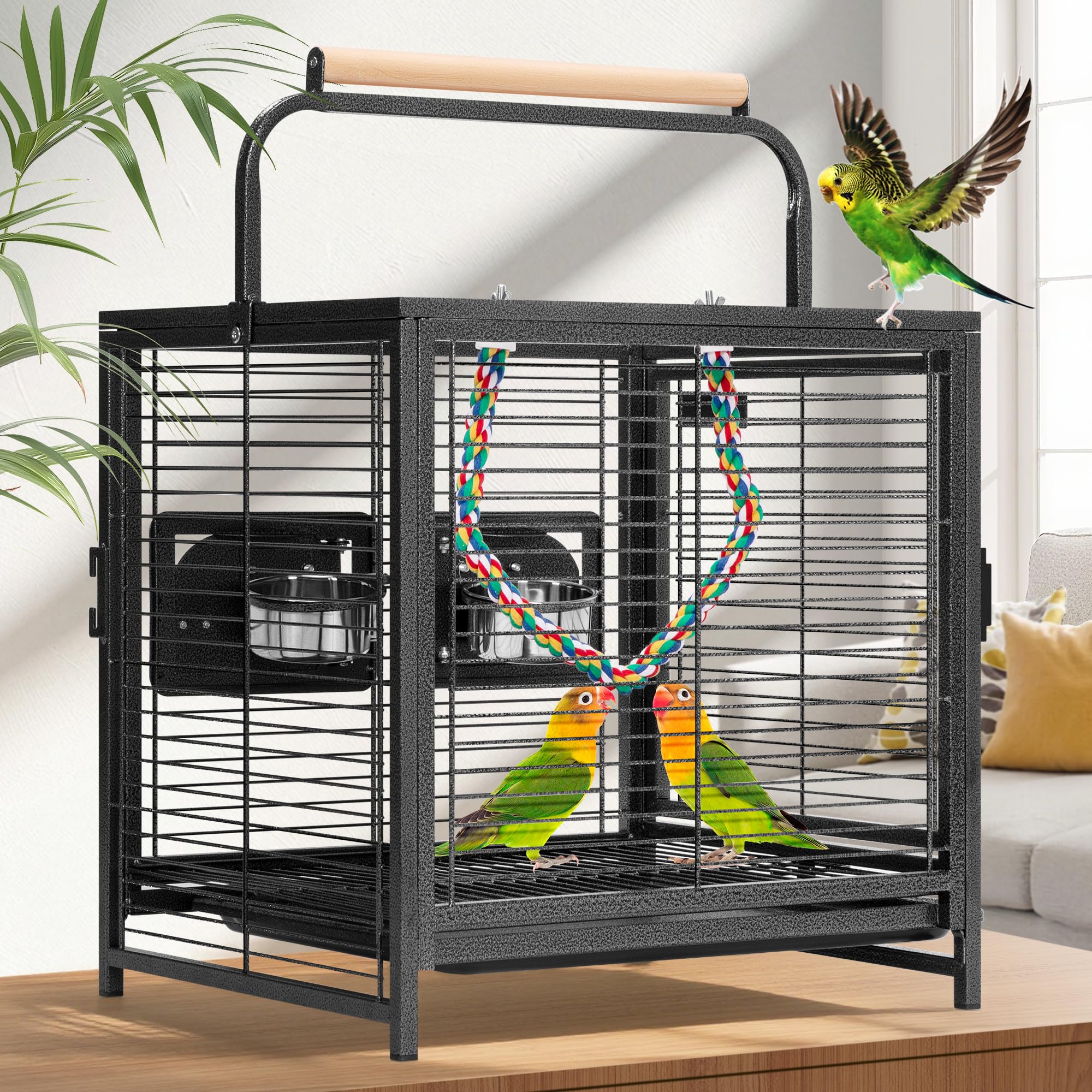 VIVOHOME 19 Inch Wrought Iron Travel Bird Cage for Cockatiel Parakeets | Bird Tr