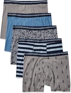 Amazon Essentials Men's Breathable Cotton Boxer Briefs Without Tags, Pack of 5