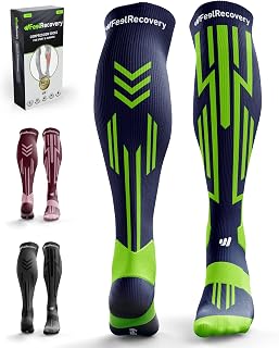 Sports Compression Socks Men & Women (1 Pair) - Calf Compression Sleeves Running, Football, Ski - Sports Stockings Athletics & Recovery - Long Socks Breathable Merino Wool