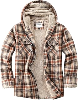 WINDFIT Womens Fleece Flannel Jacket Full Zip Plaid Sherpa Lined Jacket for Women