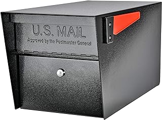 Mail Boss Mail Manager Modern Locking Post Mount Mailbox, USPS Approved | Patented anti-pry lock, accepts small packages, compact galvanized steel curbside design, weather and vandal-resistant.