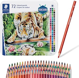 STAEDTLER Triangular Ergonomic Colored Pencils, 72 Pack in Metal Gift Tin
