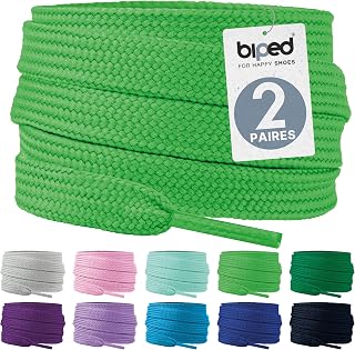 biped Laces 2 Pairs of Flat Polyester Laces, Width 10 mm, Laces for Trainers and Sports Shoes, Tear-Resistant and Washable Z2913