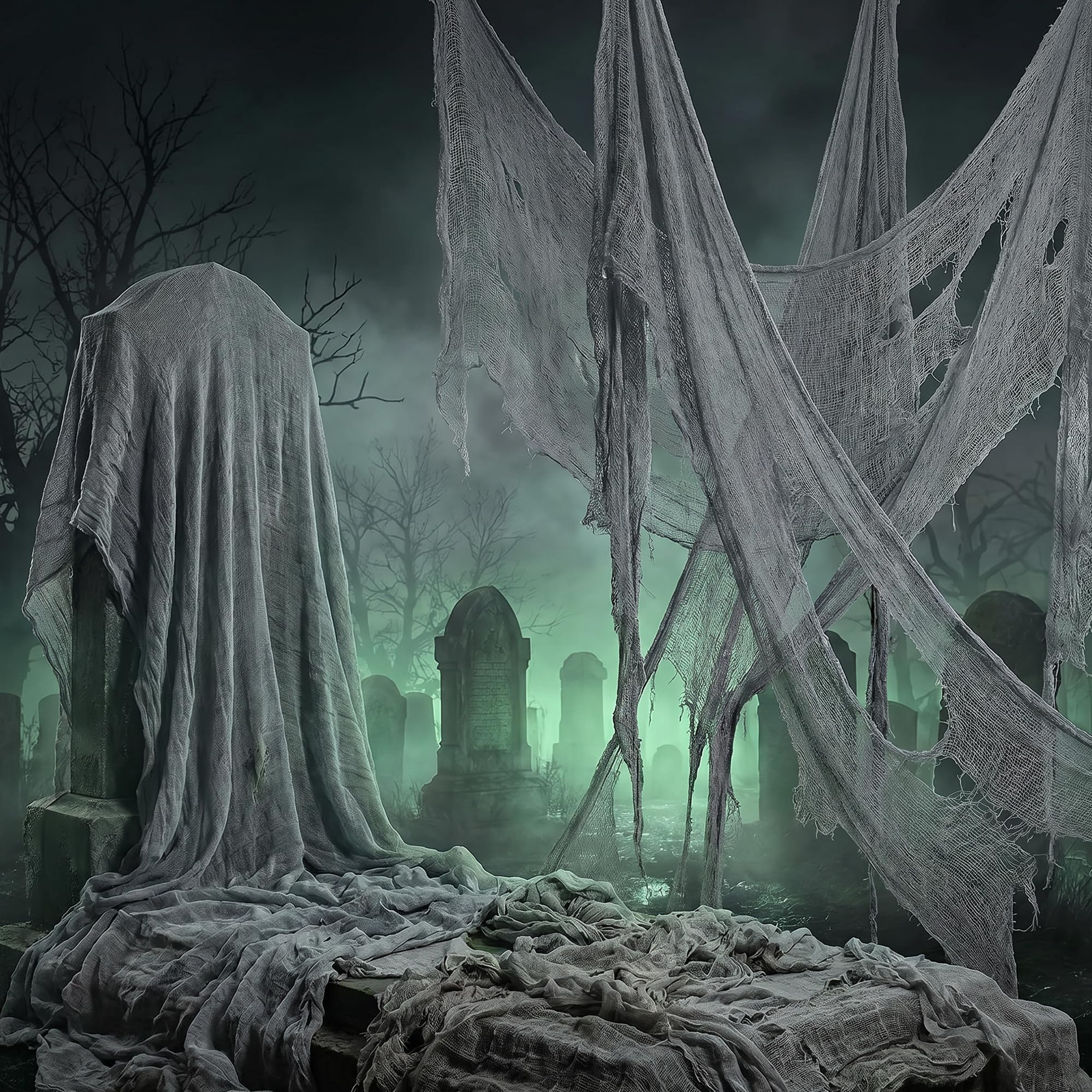 300'' x 39'' Large Halloween Scary Gauze, Spooky Cloth Party Decoration | Grey F