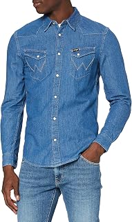 Wrangler - Men's Shirt - Slim Fit - Western Shirt - Mid Stone
