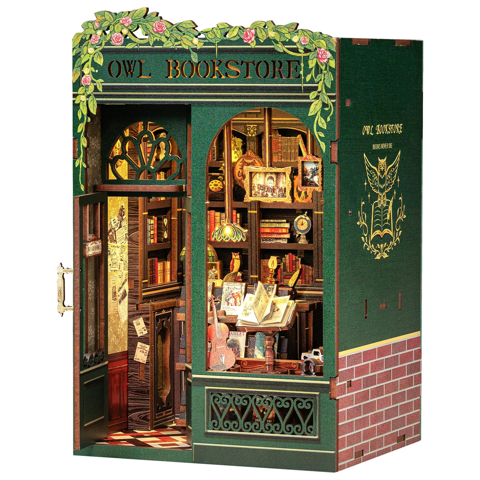 CUTEBEE Book Nook Kit - DIY Miniature House Kit for Adults, Dollhouse Booknook L