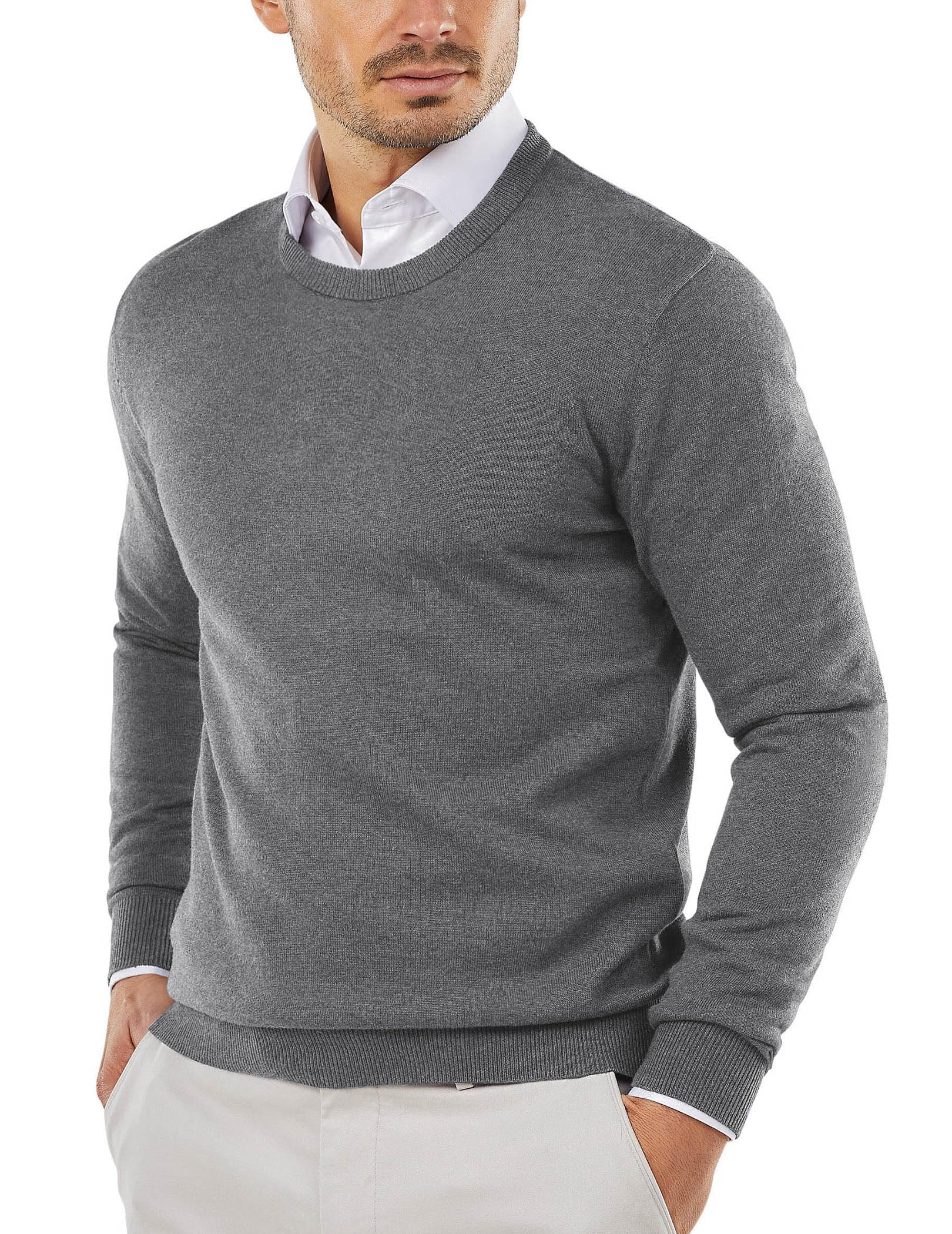 COOFANDY Men's Crew Neck Jumper Knitted Pullover Mens Lightweight Sweater Classi