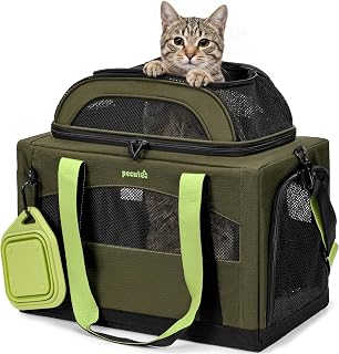 Pecute Top-Expandable Cat Carrier,Breathable Dog Carrier Soft-Sided Carrier