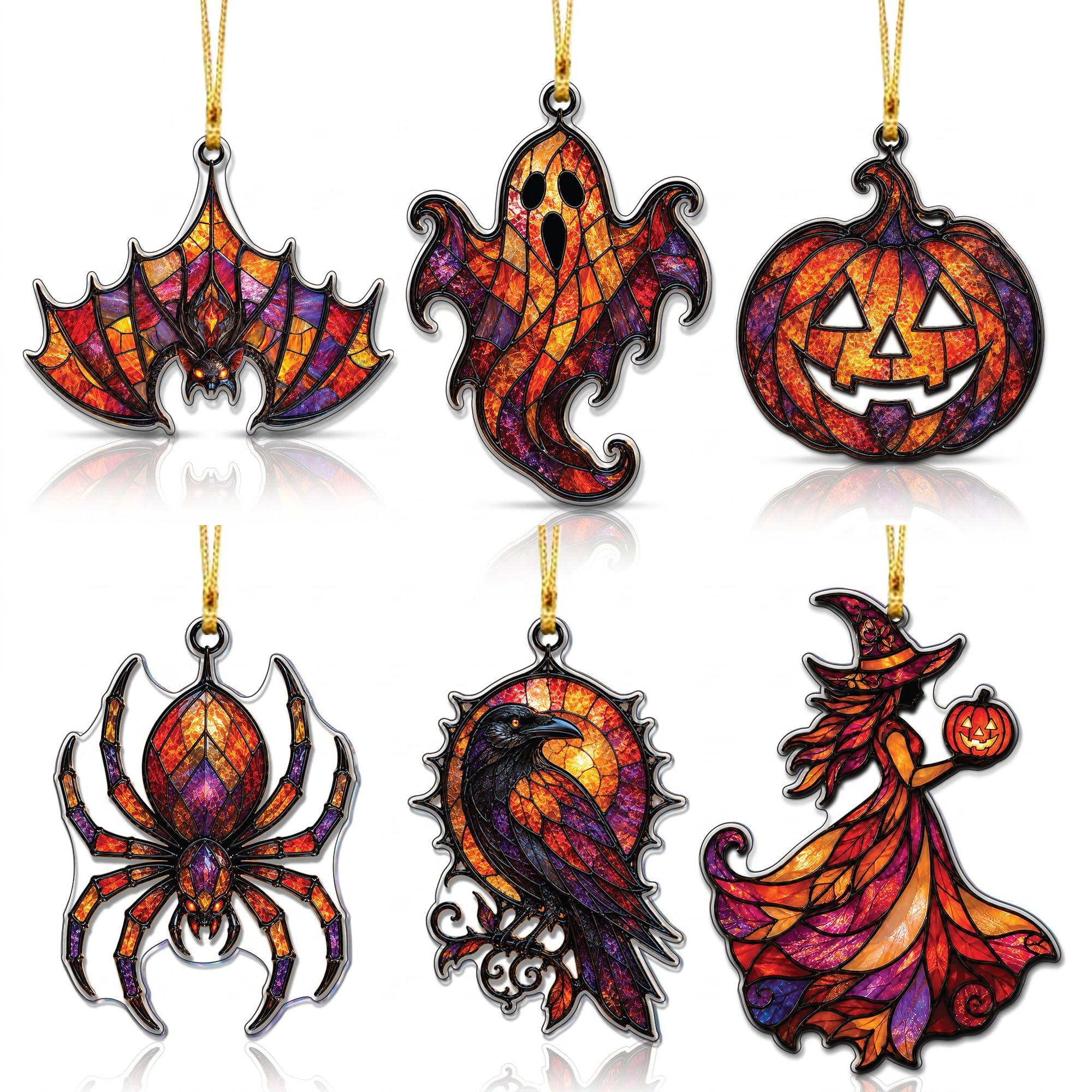 Halloween Tree Decorations, 6-Piece Acrylic Ornaments for Indoor Decor | Six 5-i