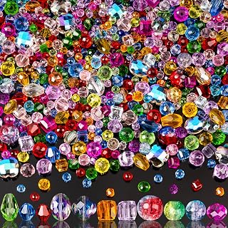 Glass Beads Bulk for Jewelry Making, Suncatchers, Crafts, Crystal Beads | 636pcs, mixed, assorted colorful, faceted, with holes, for bracelets, earring, necklace