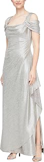 Alex Evenings Women's Long Cold Shoulder Mother of The Bride Dress (Petite and Regular Sizes)