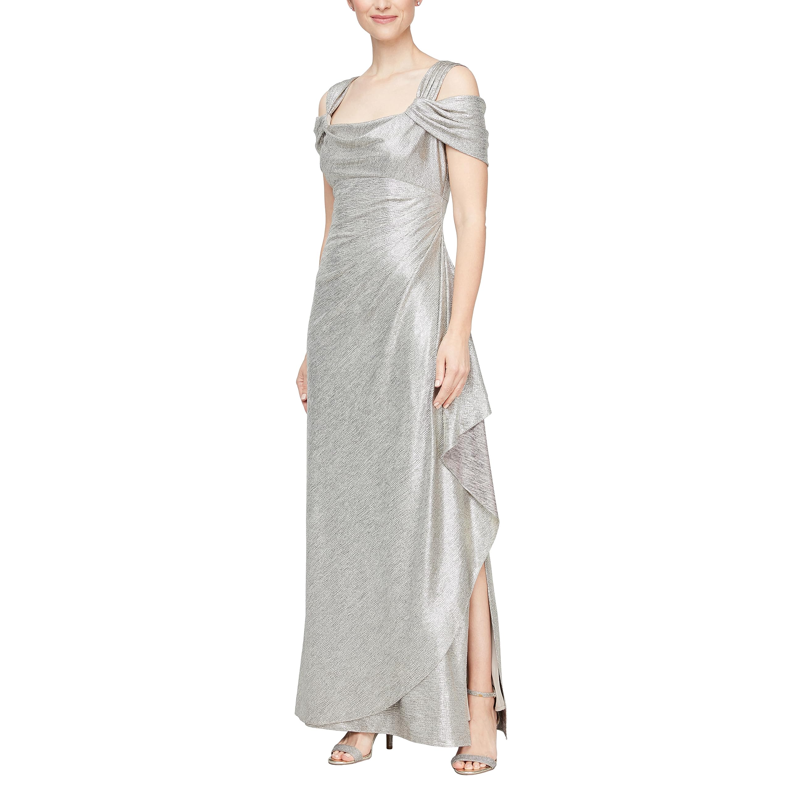 Alex Evenings Women's Long Cold Shoulder Mother of The Bride Dress (Petite and R