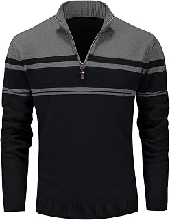 MAGCOMSEN Men's Jumpers Quarter Zip Winter Warm Cotton Knitted Sweaters
