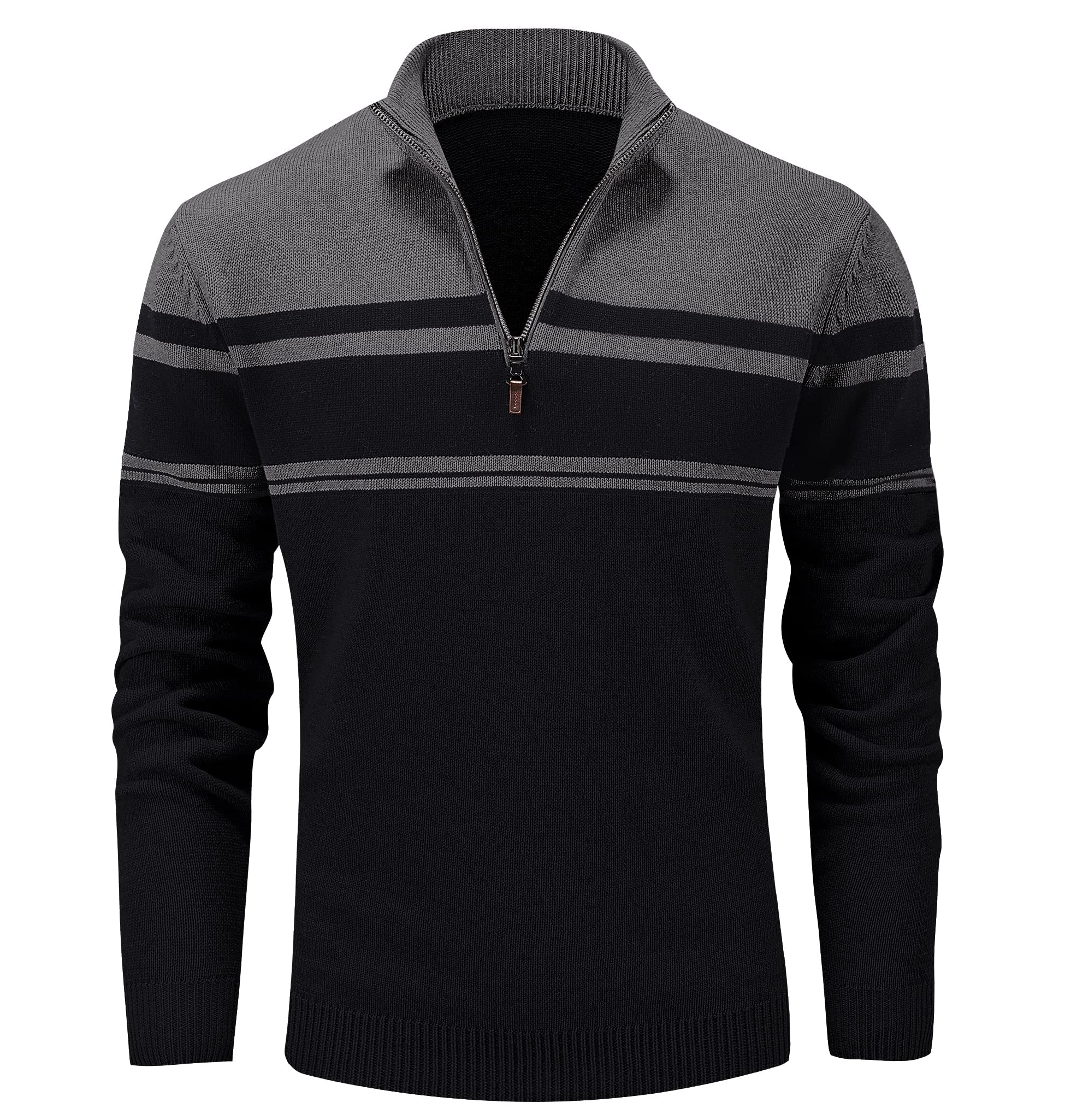 MAGCOMSEN Men's Jumpers Quarter Zip Winter Warm Cotton Knitted Sweaters