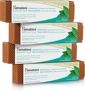 Himalaya Botanique Complete Care Whitening Toothpaste, Mint, 150 g, 4 Pack | Fluoride-Free Toothpaste for a Clean Mouth, Whiter Teeth & Fresh Breath, Natural, SLS-Free, Carrageenan-Free, & Vegan