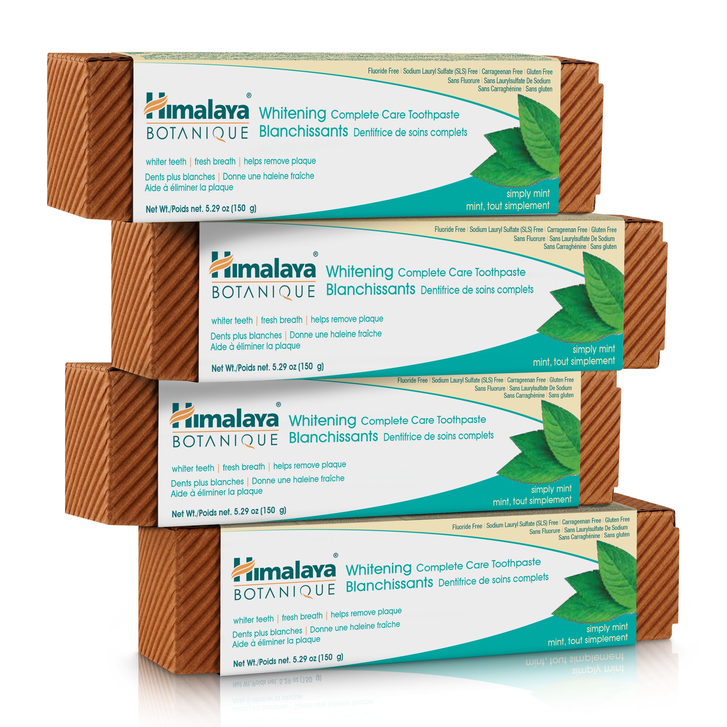 Himalaya Botanique Complete Care Whitening Toothpaste, Mint, 150 g, 4 Pack | Flu