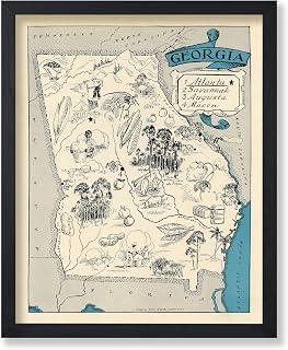 Poster Master Vintage Map Print - Retro Georgia State Poster - Educational Art - Gift for Teacher, Student, Travel Lover - Wall Decoration for Classroom, Office, Dorm - 8x10 UNFRAMED Wall Art
