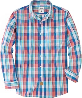 Dubinik® Mens Long Sleeve Button Down Shirts Plaid Casual Work Cotton Vintage Soft with Pocket Regular Fit