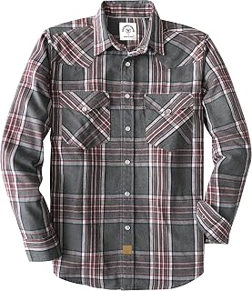 Dubinik® 6 oz Flannel Shirt for Men Pearl Snap Western Cowboy Long Sleeve