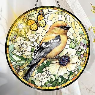 Colorful Acrylic Suncatcher, Bird Window Decor with Printed Stained Glass Style Design, Rainbow Wall Art, Gift Idea and Garden Ornament for Indoor Outdoor 7x19.8x19.8x19.8x19.8x19.8x19