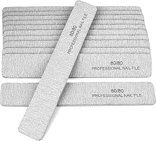 SALVMARY Professional Nail Files 80/80 Grit Double Sided Emery Boards for Nails Shaping and Styling Manicure Tools Set for Home & Salon Use 12Pcs