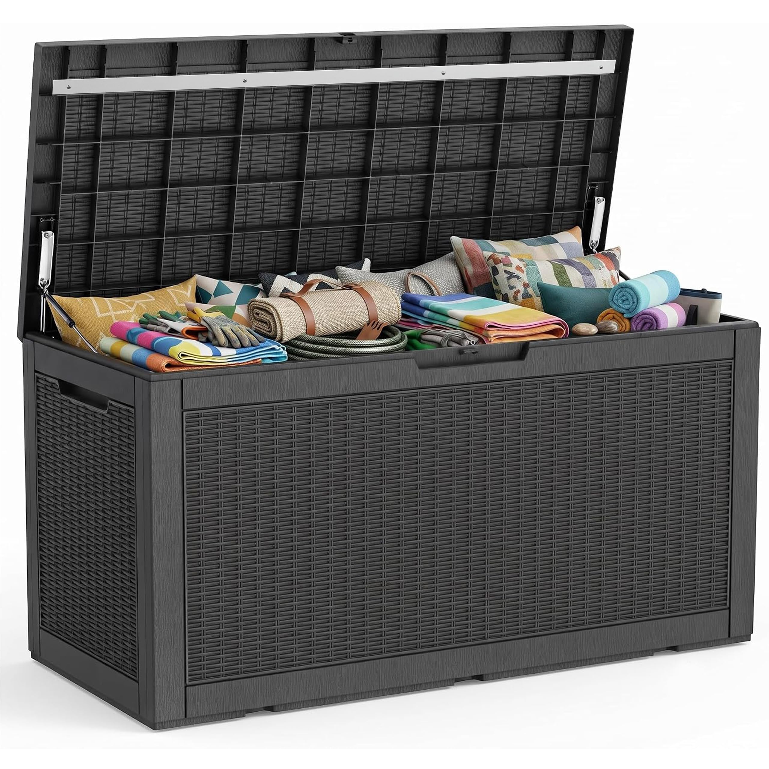 PatioZen 150 Gallon Resin Deck Box, Lockable Patio Outdoor Storage Box for Furni