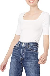 Amazon Essentials Women's Fitted T-Shirt with Square Neck and Half Sleeves