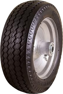 Marathon 4.10/3.50-4" Flat Free Tire on Wheel, 4" Centered Hub, 3/4" Bearings