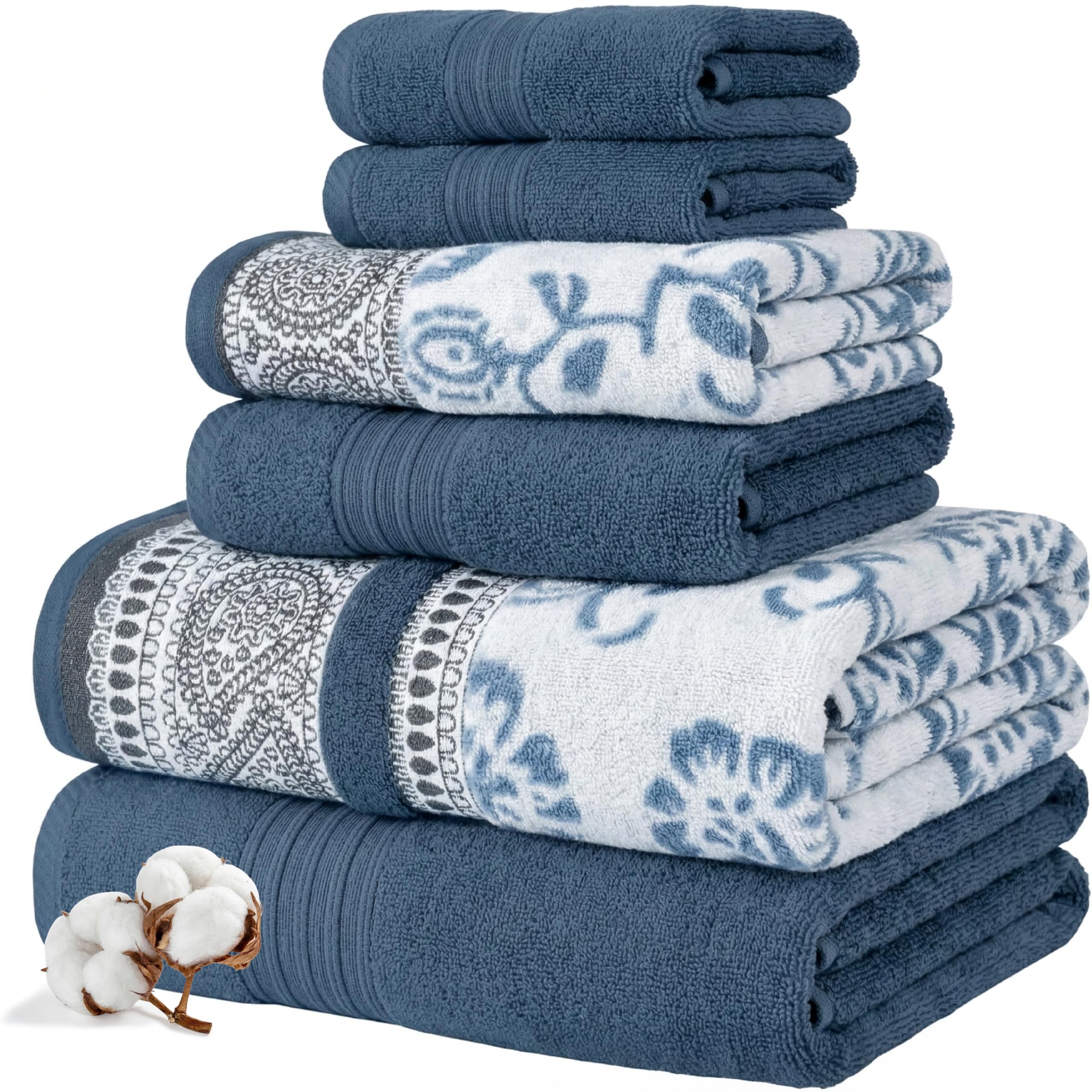Modern Threads 6 Piece Bath Towel Set – Bathroom Set with 2 Bath Towels, 2 Hand 