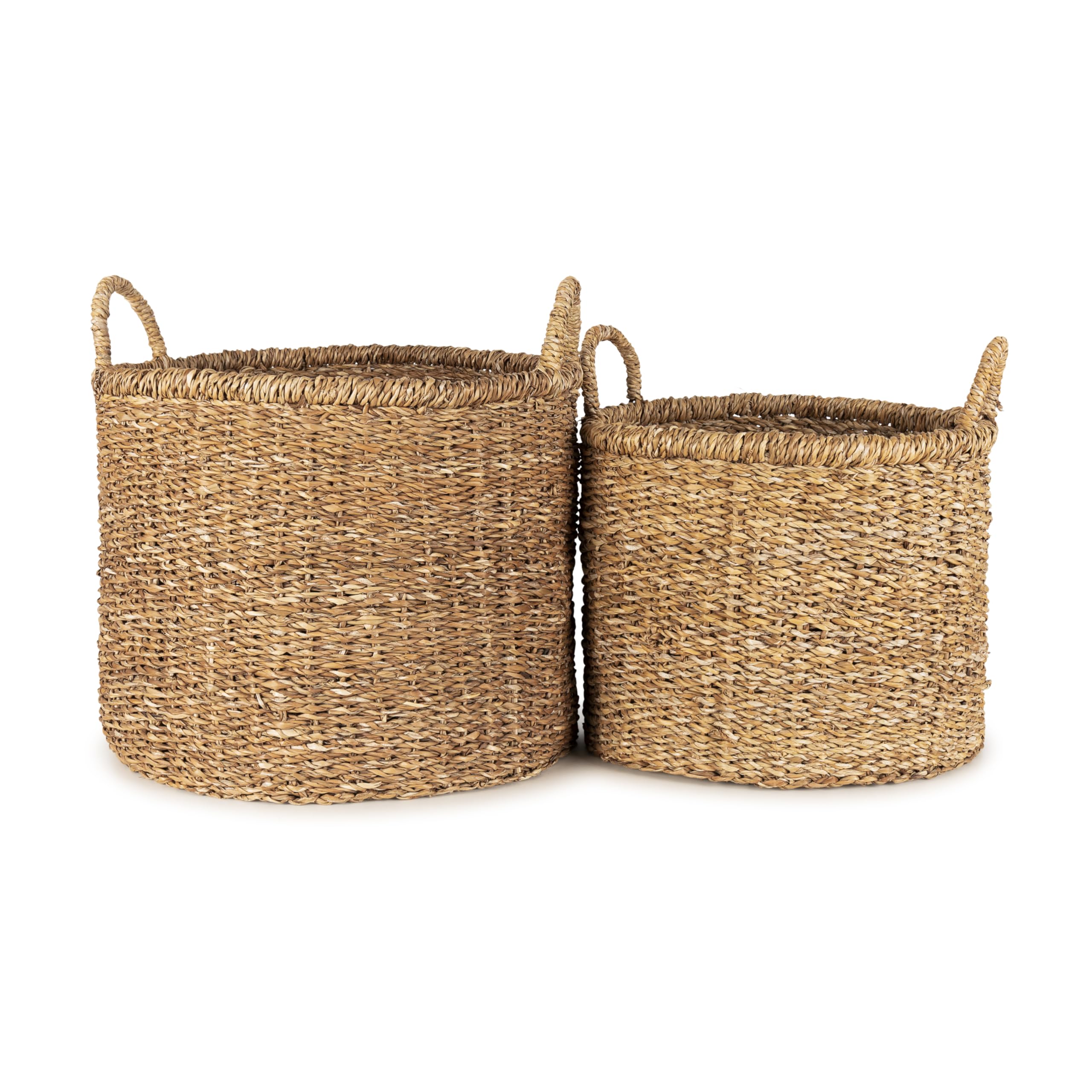 Olly & Rose Large Set 2 Premium Woven Seagrass Handmade Storage Baskets 45 and 4