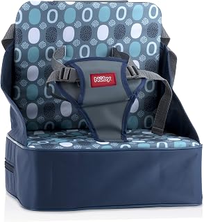 Nuby Easy Go Booster Seat | Lightweight, Compact, Portable, Adjustable Safety Straps, Three-Point Harness