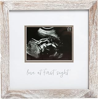 Pearhead Love At First Sight Sonogram Picture Frame, Rustic | 3 x 4 Photo Insert, Ultrasound Keepsake, Pregnancy Announcement, Gender-Neutral Nursery Decor, Expecting Parent Gift