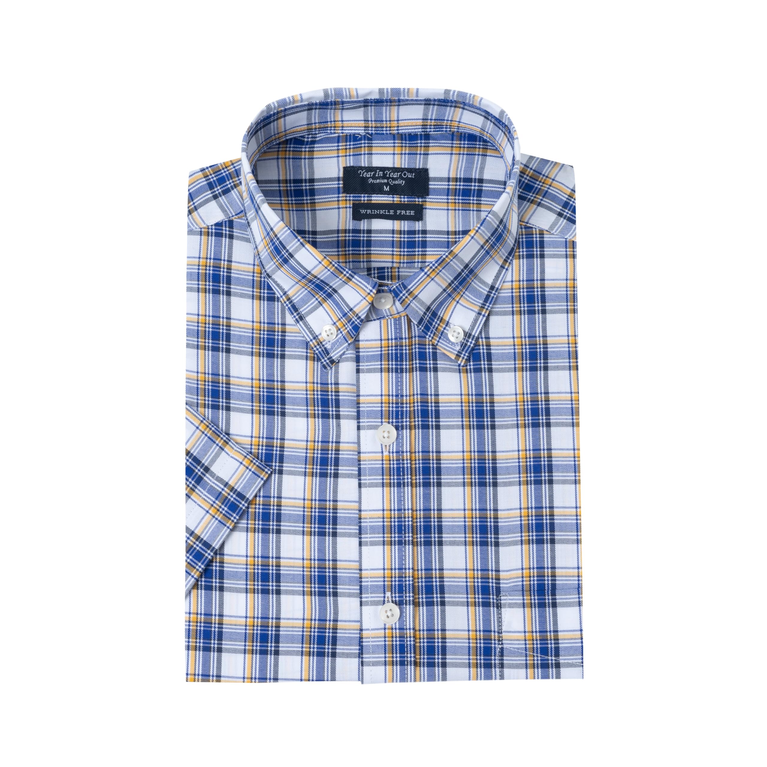 YEAR IN YEAR OUT Wrinkle Free Dress Shirts for Men Regular Fit Short Sleeve Butt