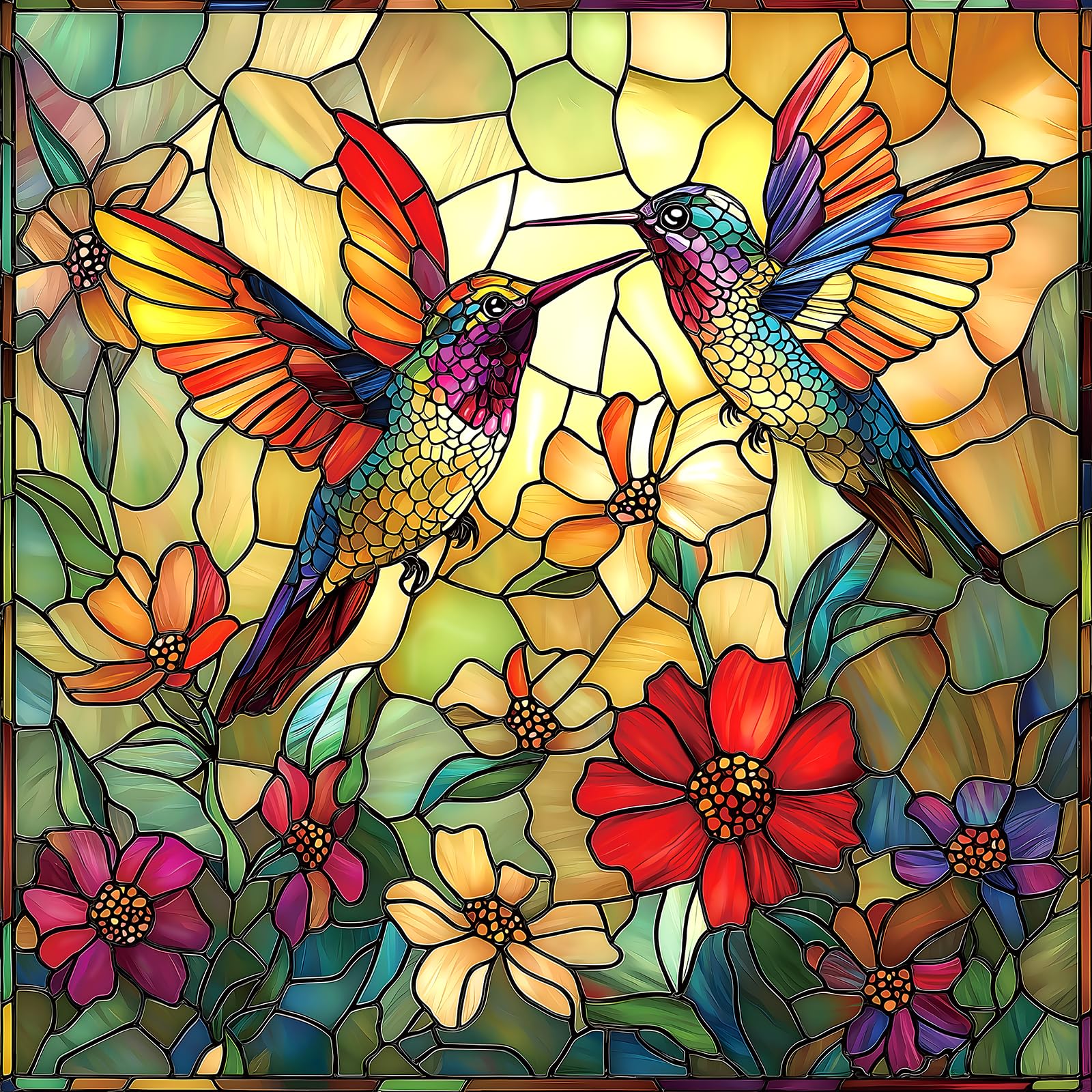 Vintage Paint Hummingbird Flower 500 Piece Puzzles for Adults, Easy Large Piece 