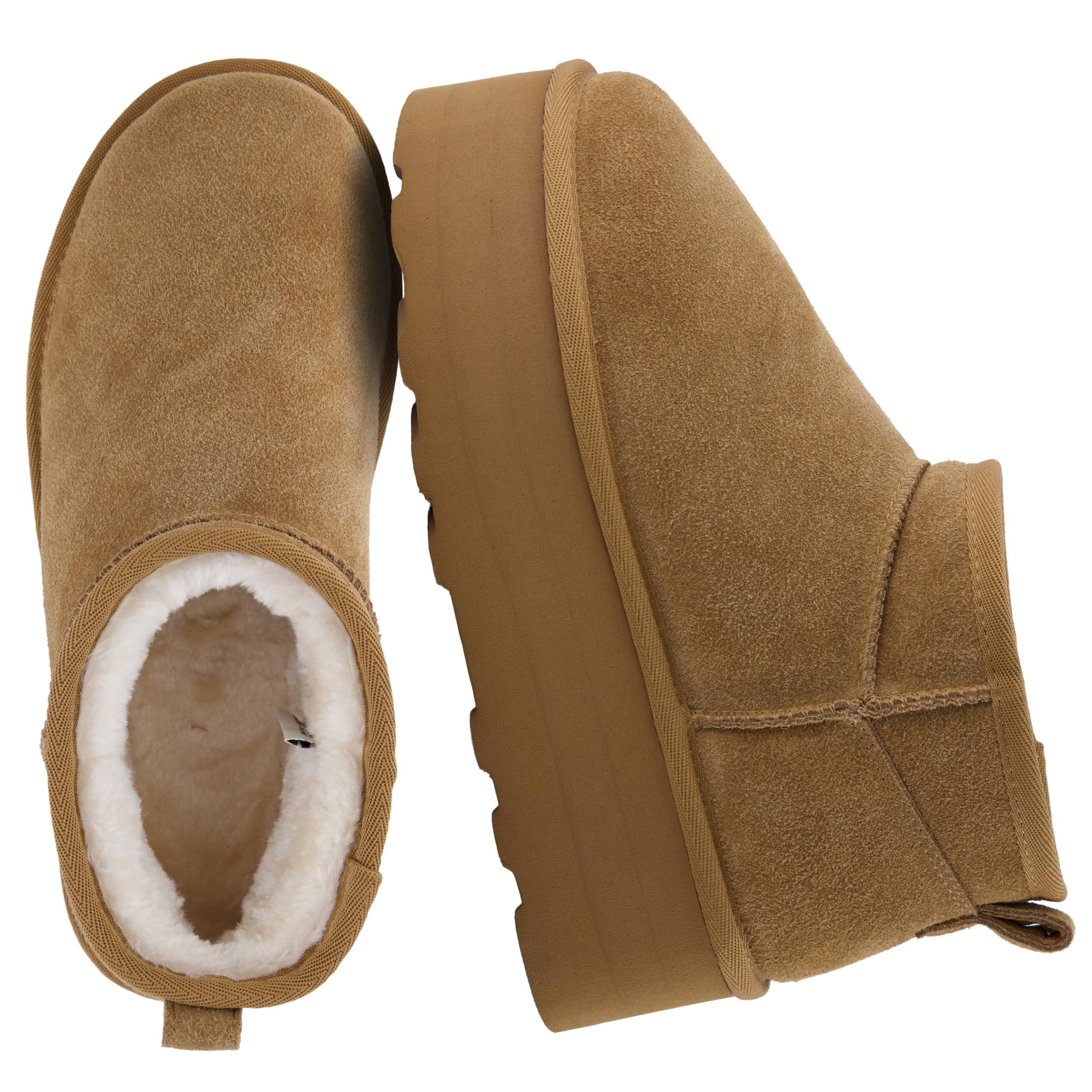 CUSHIONAIRE Women's Hippie Genuine Suede Pull-On Platform Boots + Memory Foam