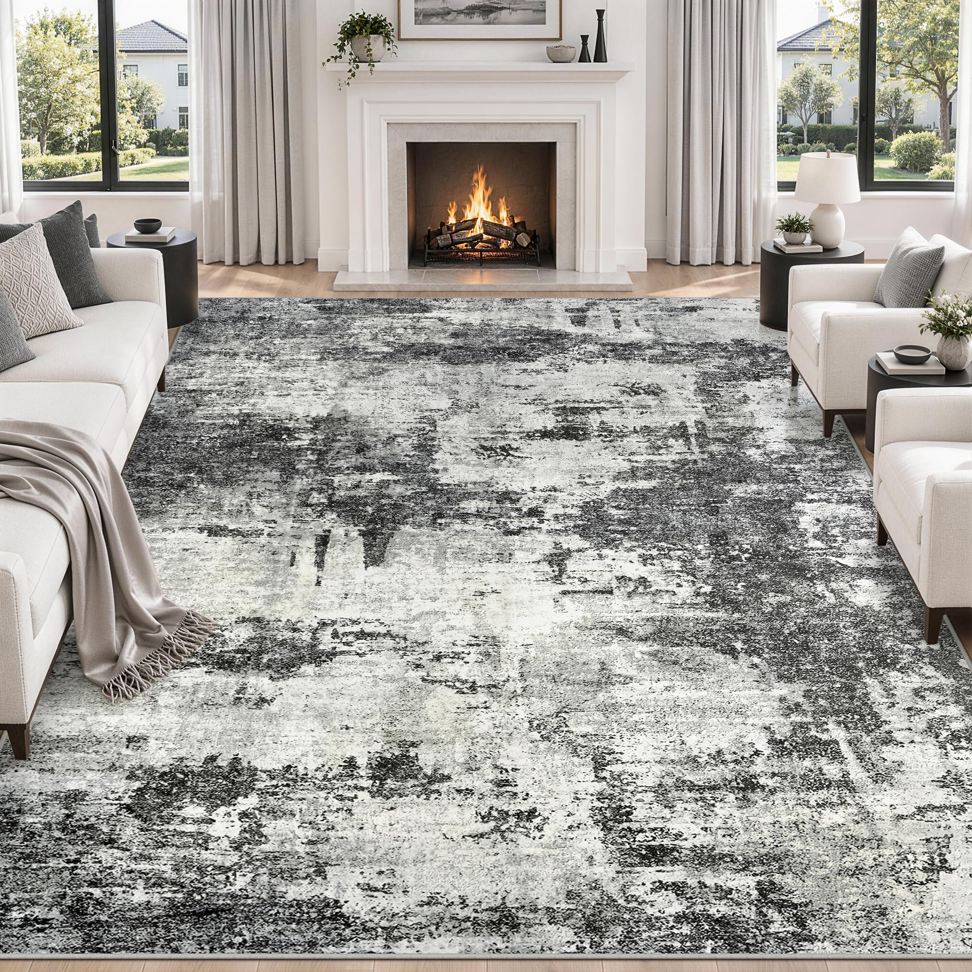 8x10 Area Rug for Living Room Bedroom : Abstract Washable Rug Non Slip Backing N