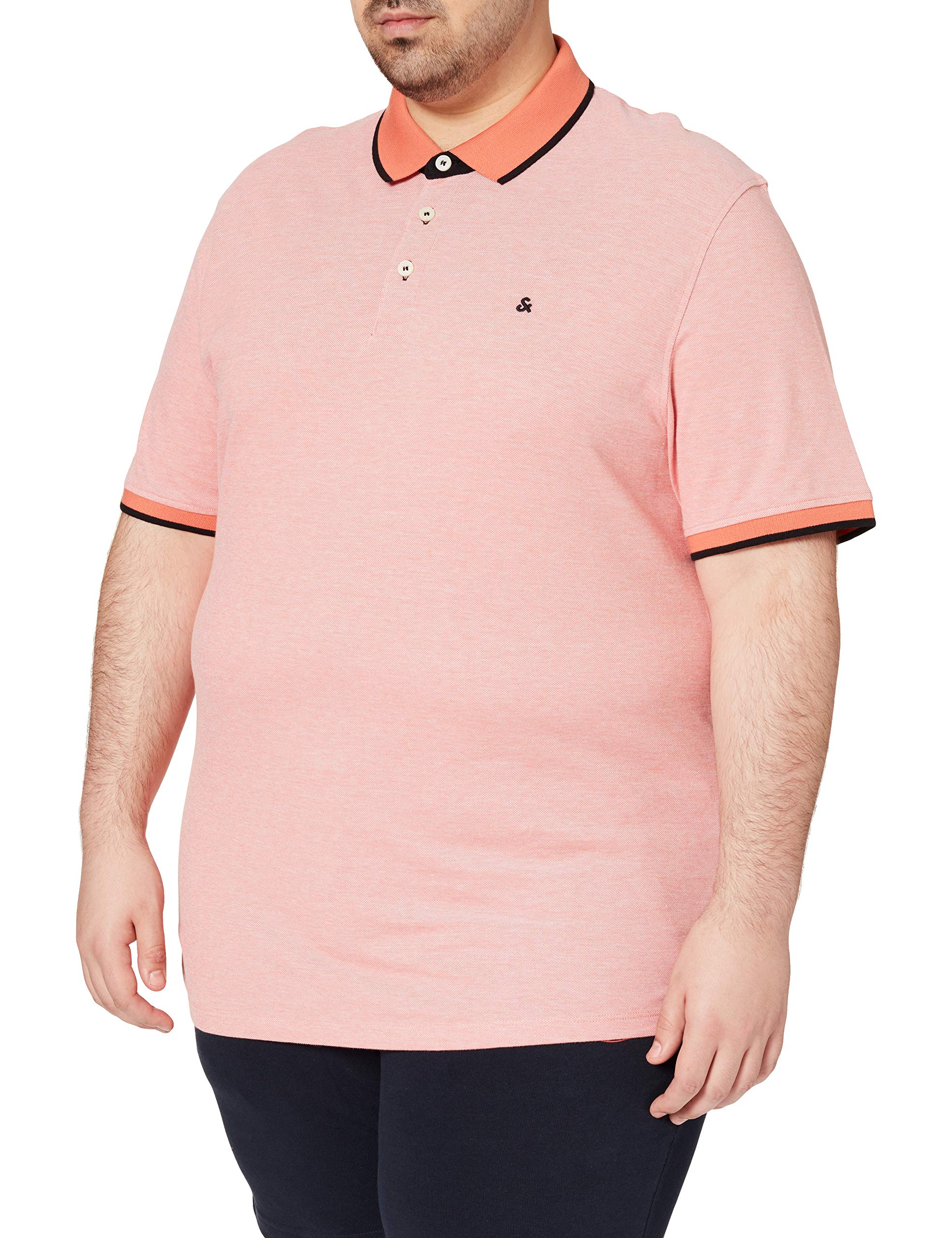 JACK & JONES Mens Paulos Tipped Pique Short Sleeve Polo