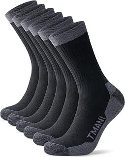 PULIOU Socks for Men Women, Merino Wool Hiking Socks, Moisture Wicking Thick Cushion Boot Socks for Walking, Running, Outdoor, Work and Skiing, Multipack,3 pairs