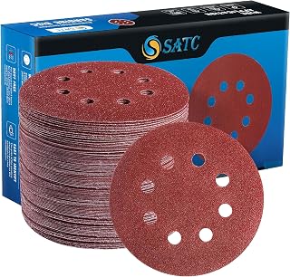 SATC 125mm Sanding Discs 72Pcs Orbital Sander Discs Hook and Loop 125mm Sanding Pads for Random Orbital Sander, 40 60 80 120 180 240 320 Grits Sanding Discs