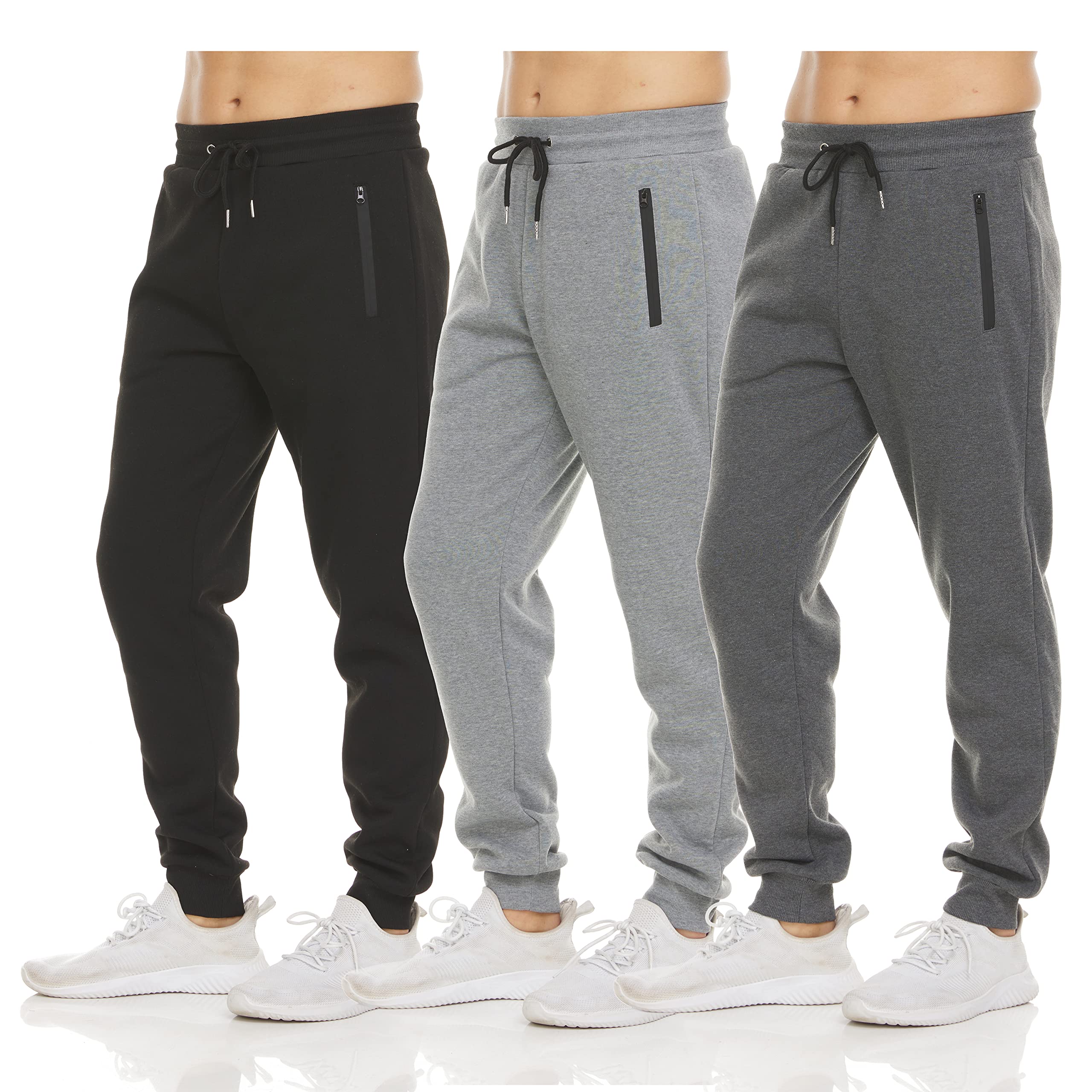 PURE CHAMP Sweatpants for Men 3 Pack Fleece Athletic Workout Joggers Mens Sweatp
