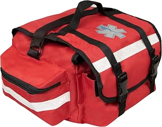 Primacare KB-RO74-R First Responder Bag for Trauma, 17”x9”x7”, Professional Multiple Compartment Kit Carrier for Emergency Medical Supplies, Red