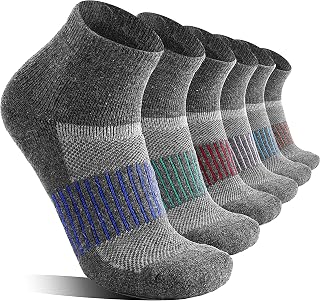 6 Pairs Merino Wool Running Hiking Socks Compression Support Breathable Thick No Show Socks for Women Men