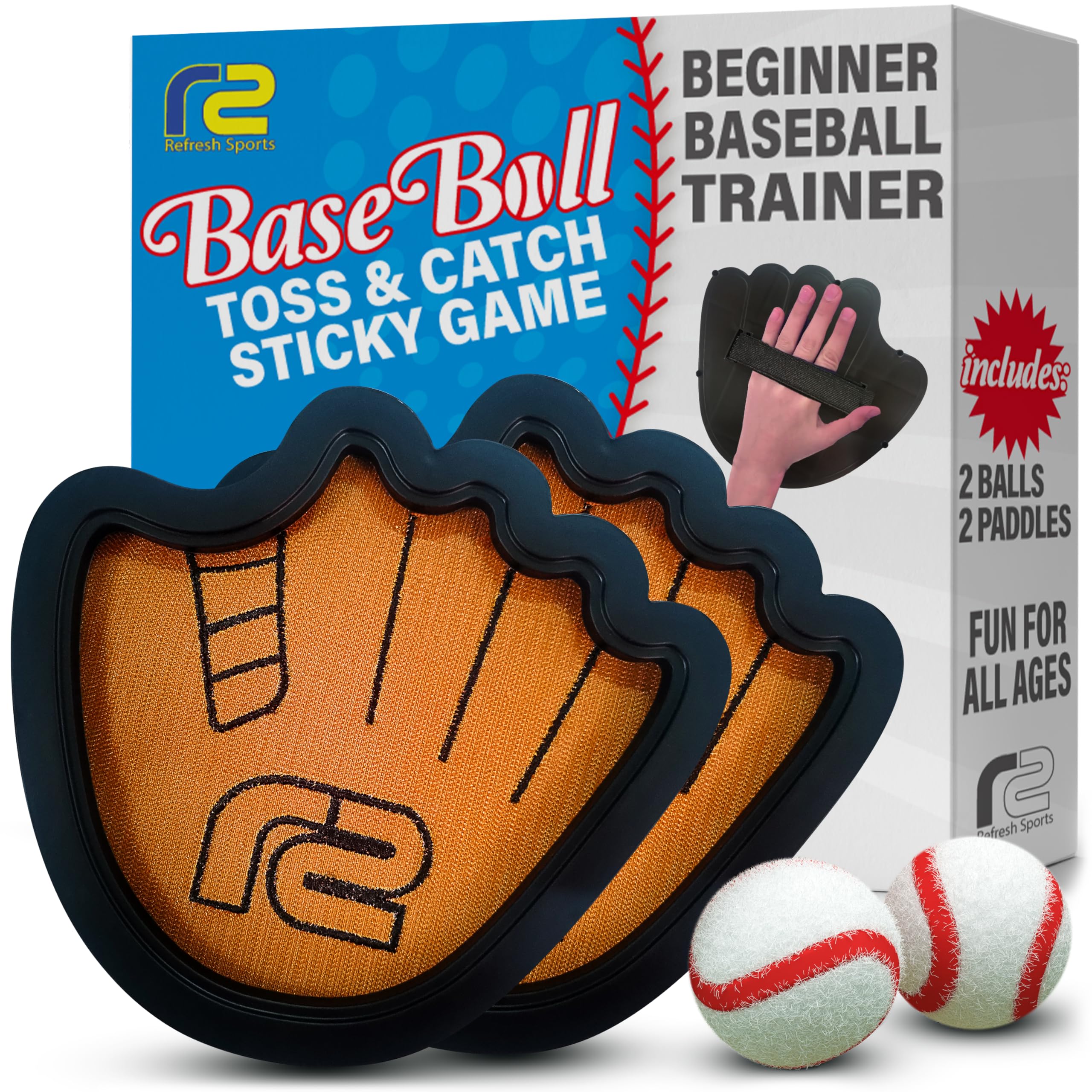 Toss and Catch Ball Game Set - Easy to Use Sticky Balls & Beginner Baseball Trai